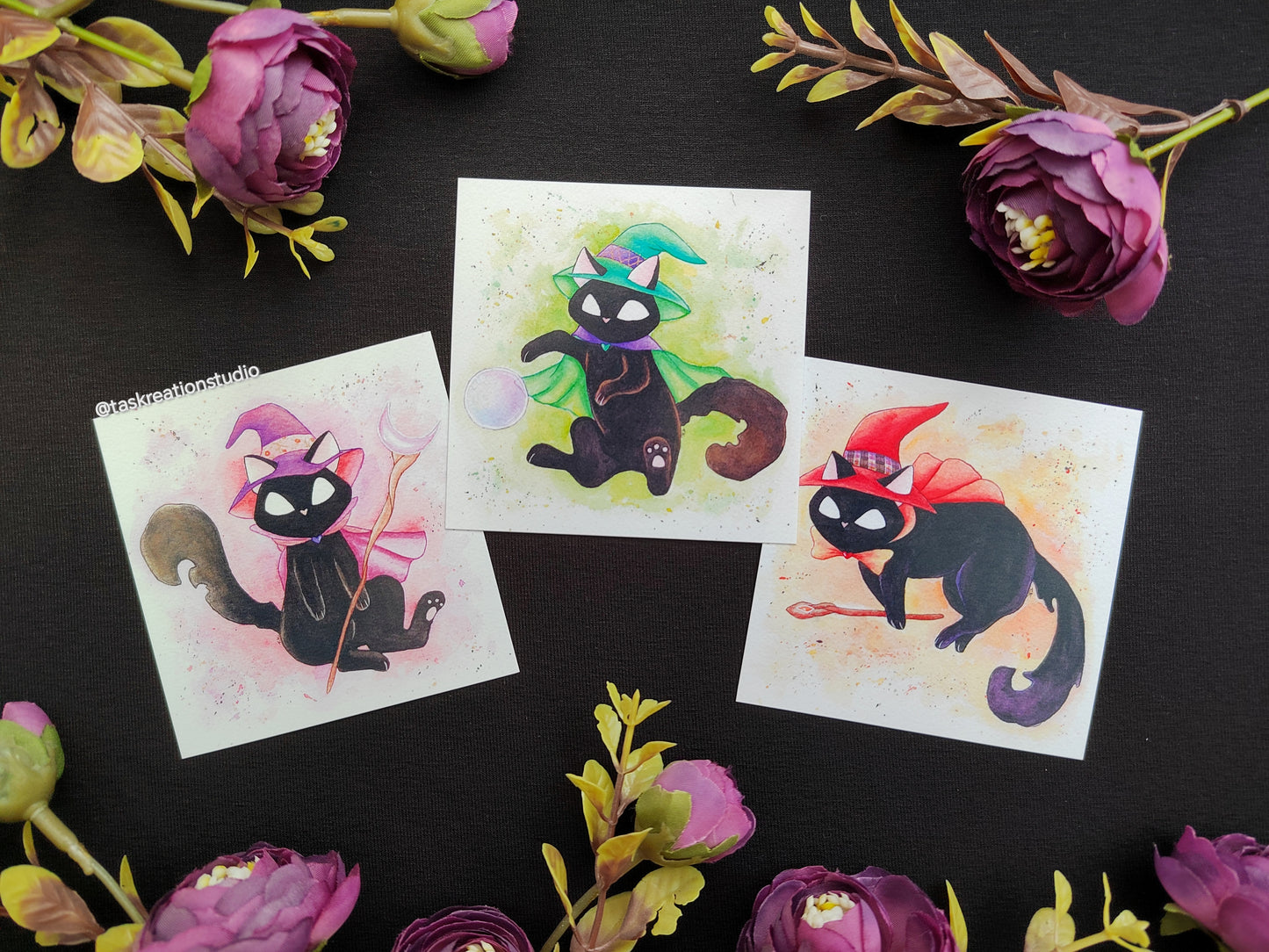 Witchy Cat Prints 3"x3" Mini or 4"x4"