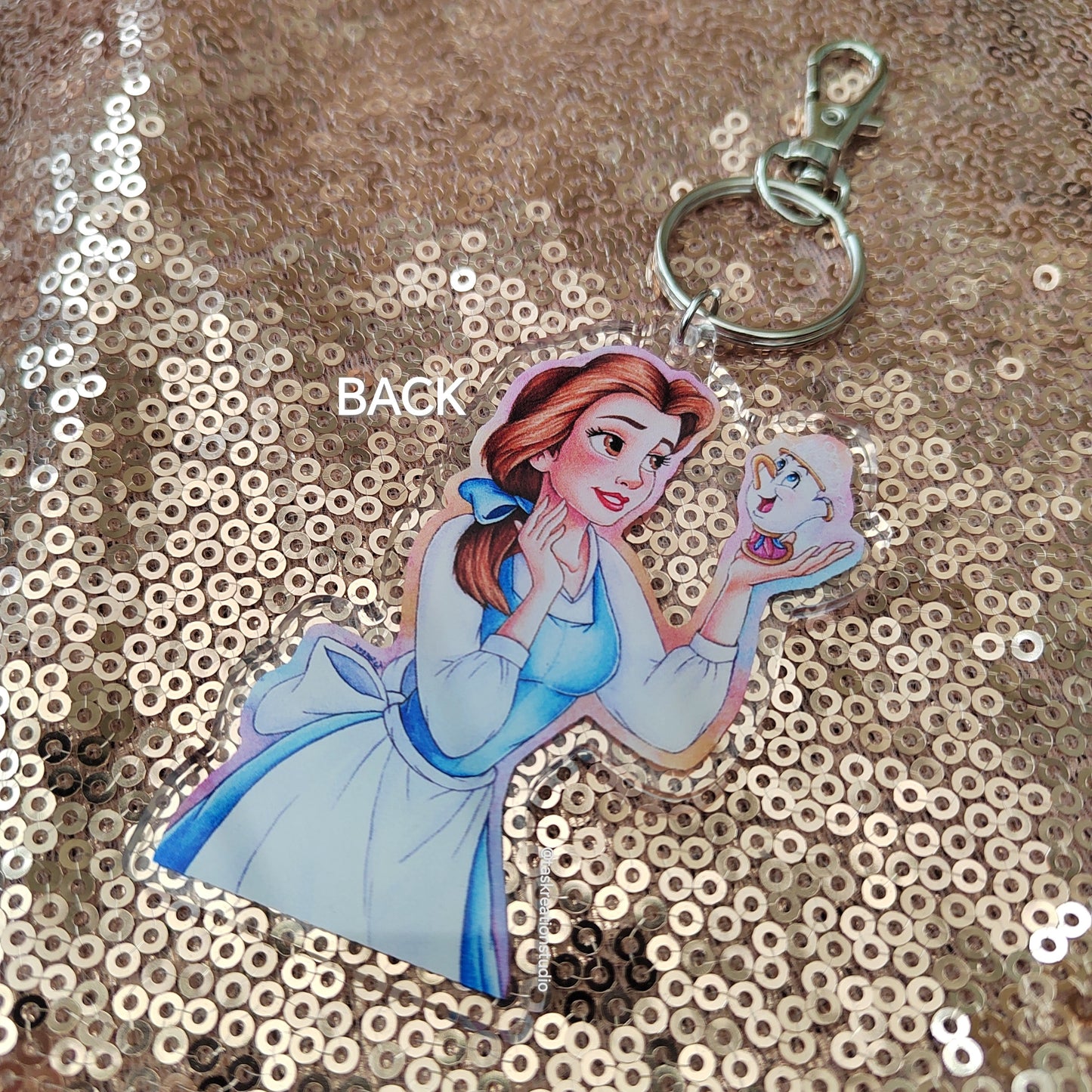 3" Princess Tea Cup Double Sided Acrylic Charm Keyring Accessory