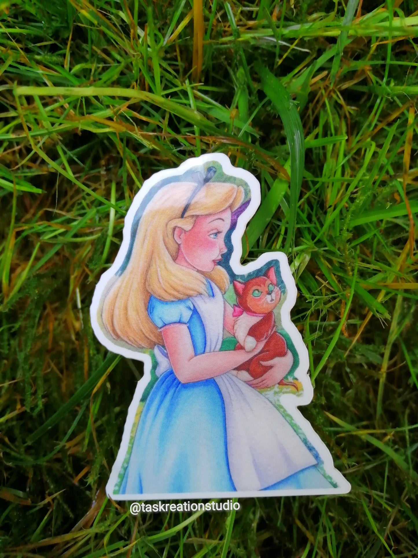 Glossy Vinyl Girl and Cat Sticker