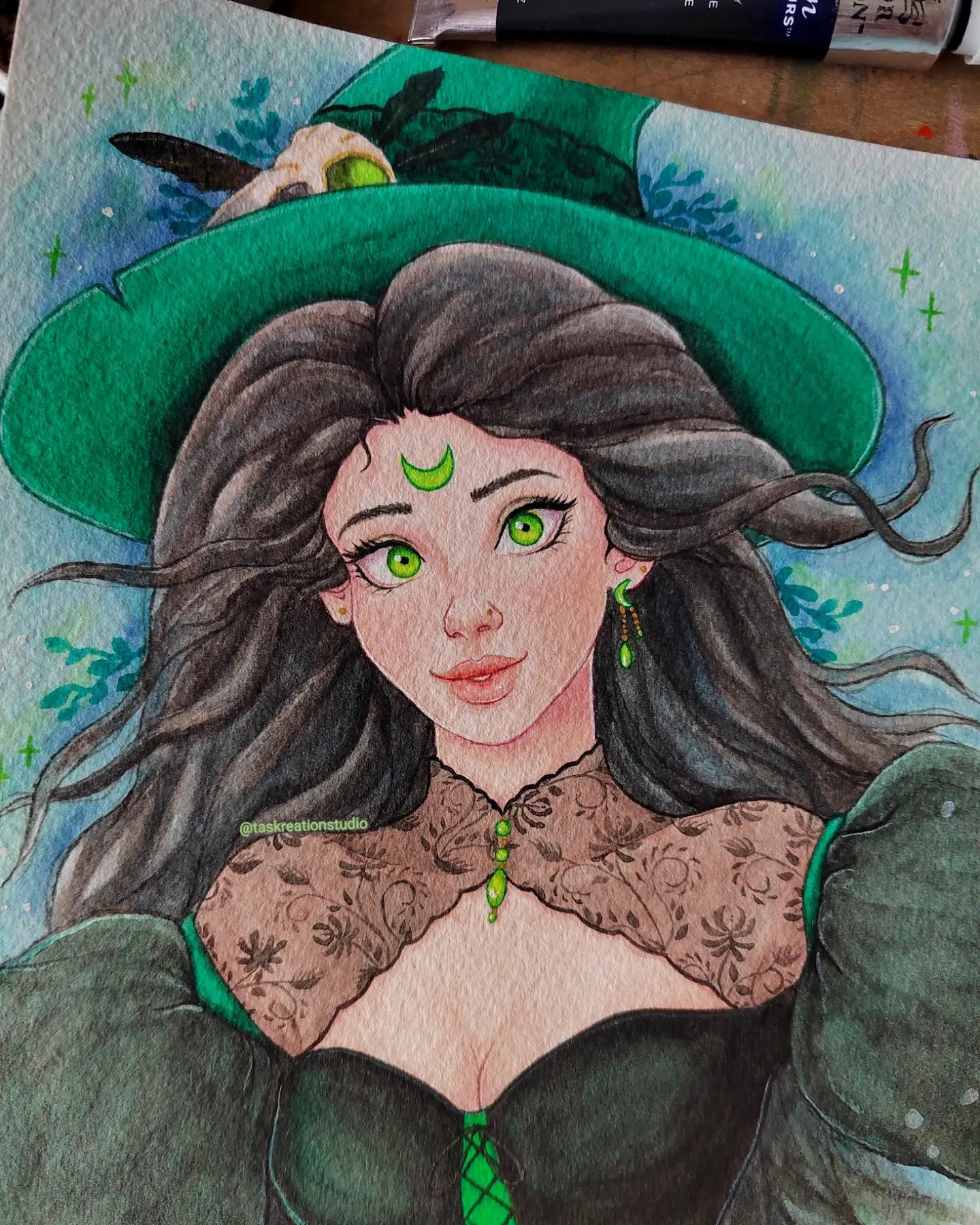 Original Watercolour Ezme Witch OC Painting
