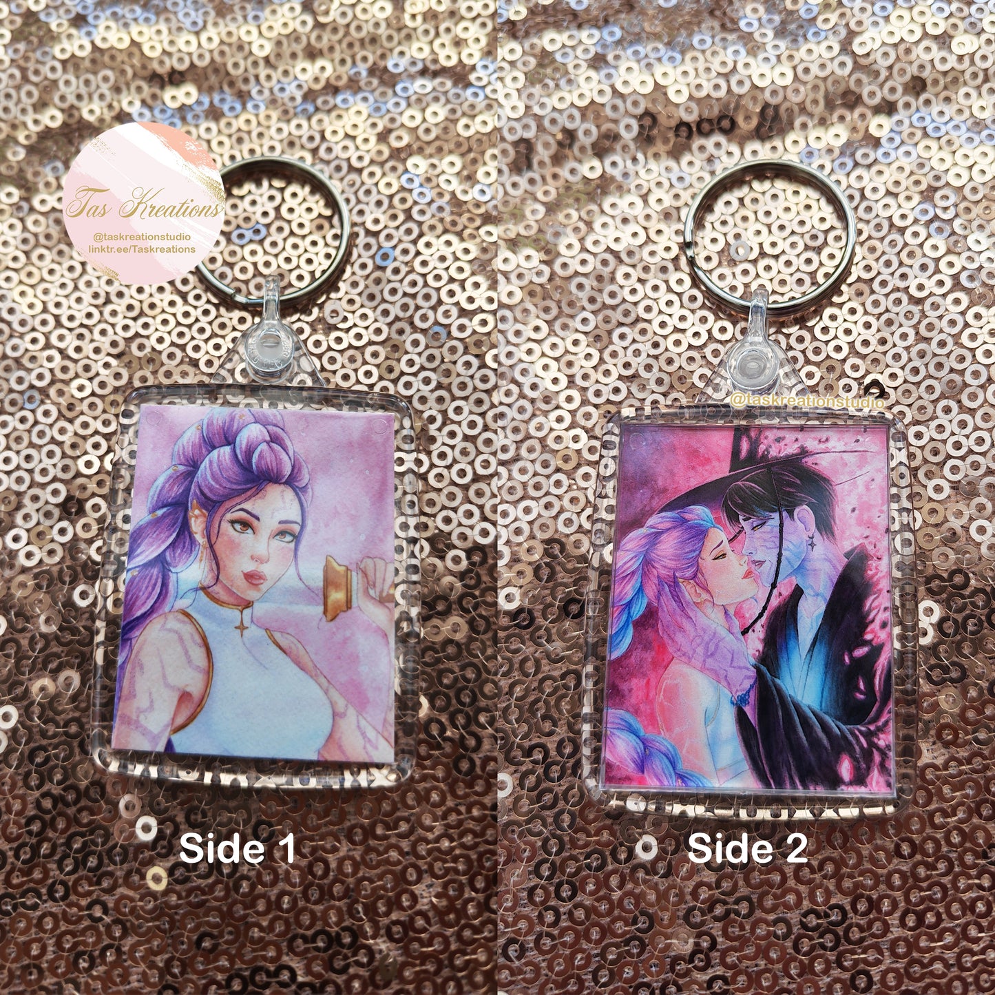 2.4" Hunter & Demon Double Sided Acrylic Charm Keyring Accessory