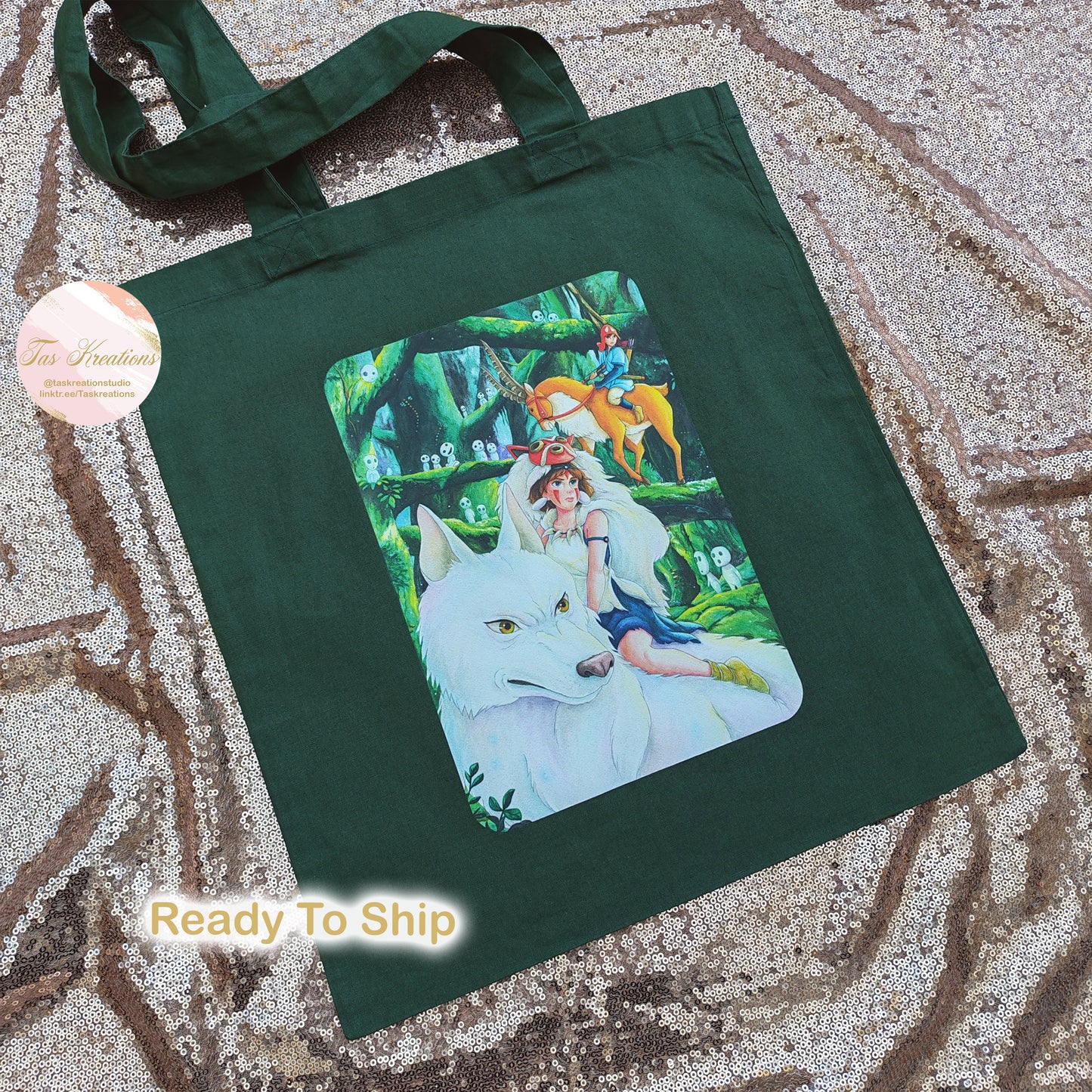 RTS Wolf Princess Forest Green Tote