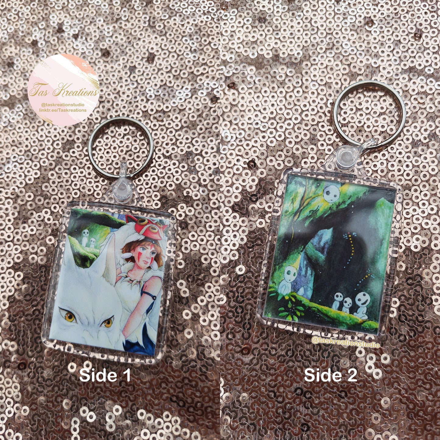 2.4" Wolf Princess Double Sided Acrylic Charm Keyring Accessory