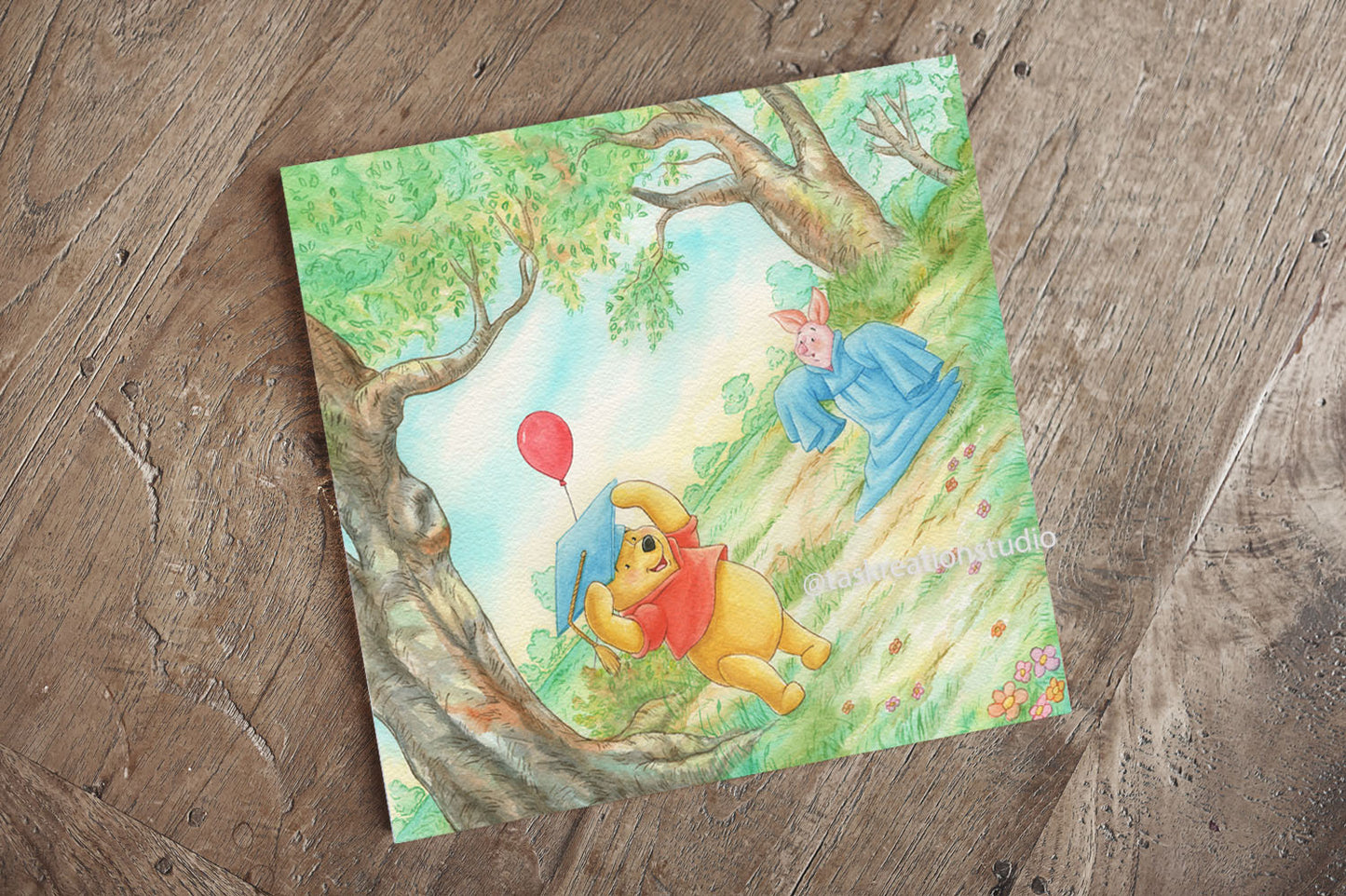 Bear and Piglet Graduation Print