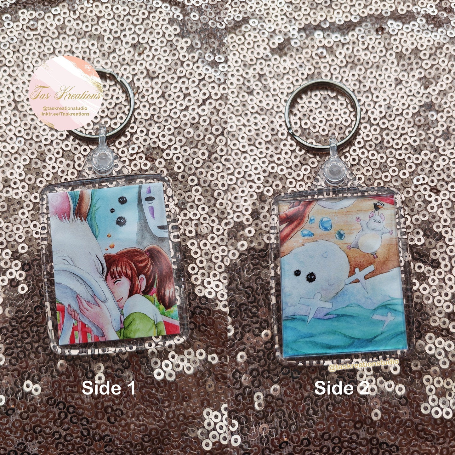 2.4" Spirit Dragon Double Sided Acrylic Charm Keyring Accessory