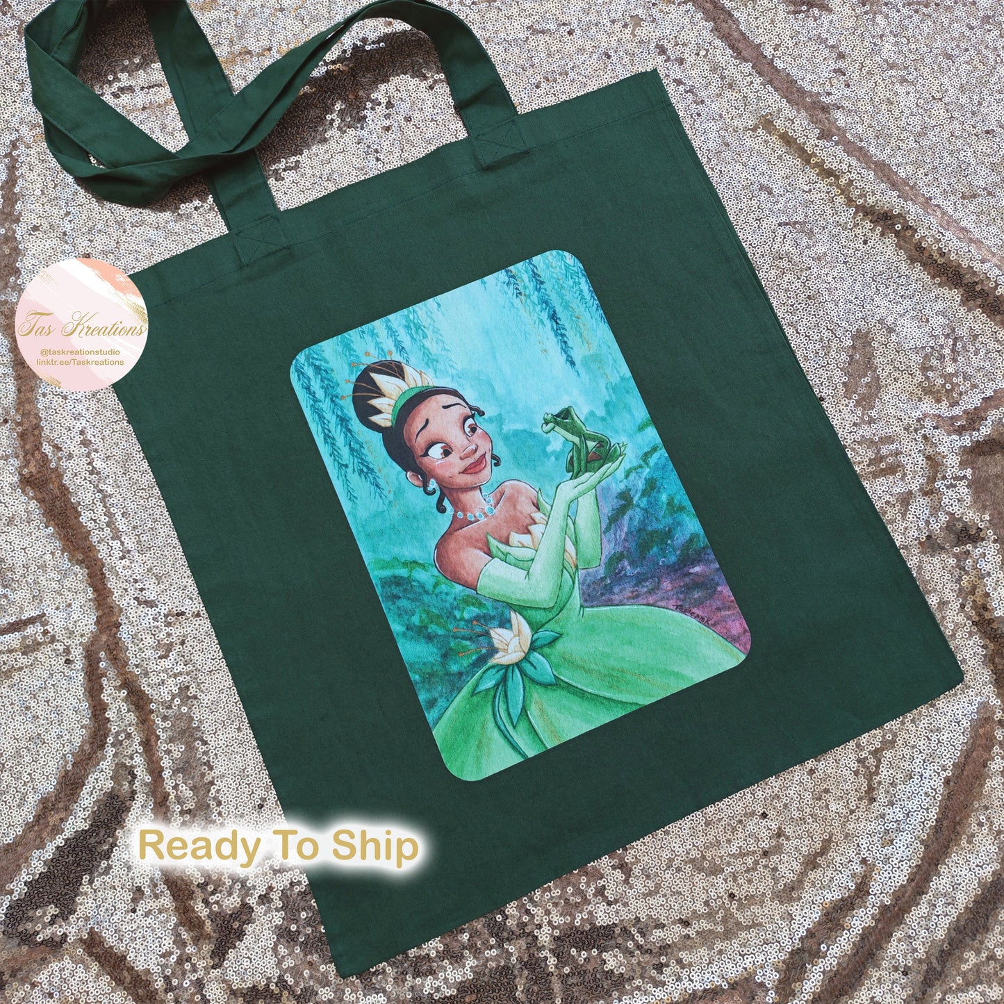 RTS Frog Kiss Forest Green Tote