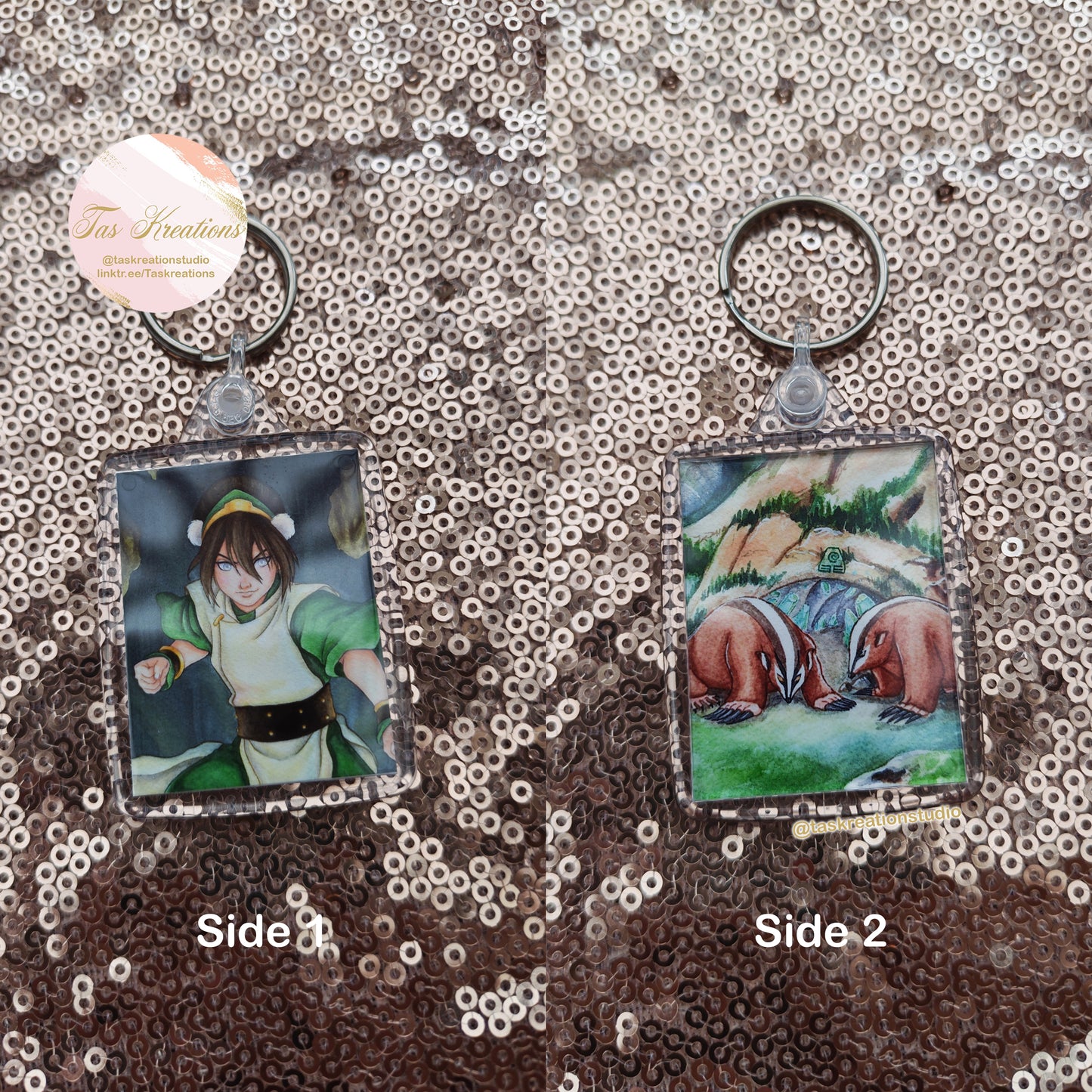 2.4" Earthbender Double Sided Acrylic Charm Keyring Accessory