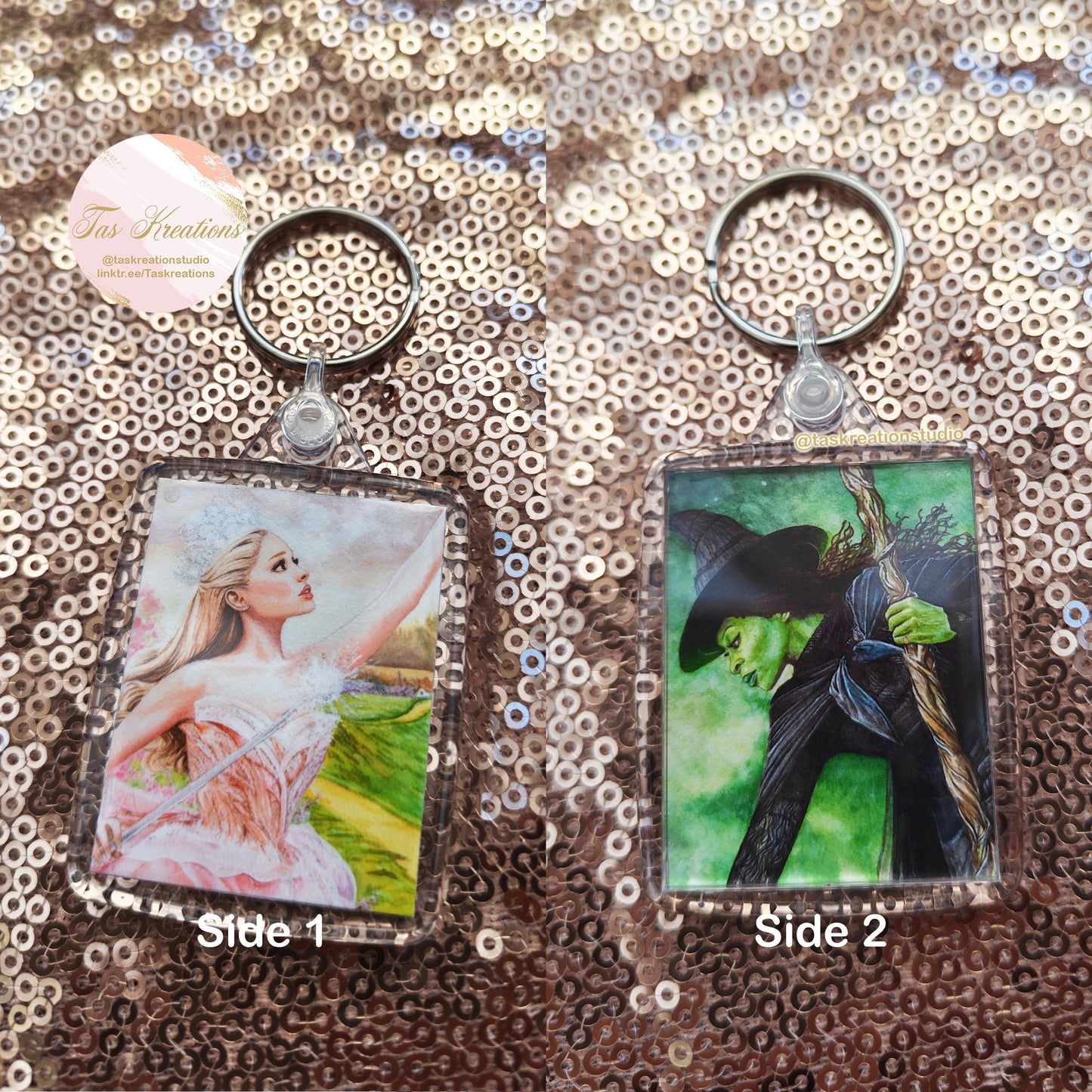 2.4" Good & Witch Double Sided Acrylic Charm Keyring Accessory