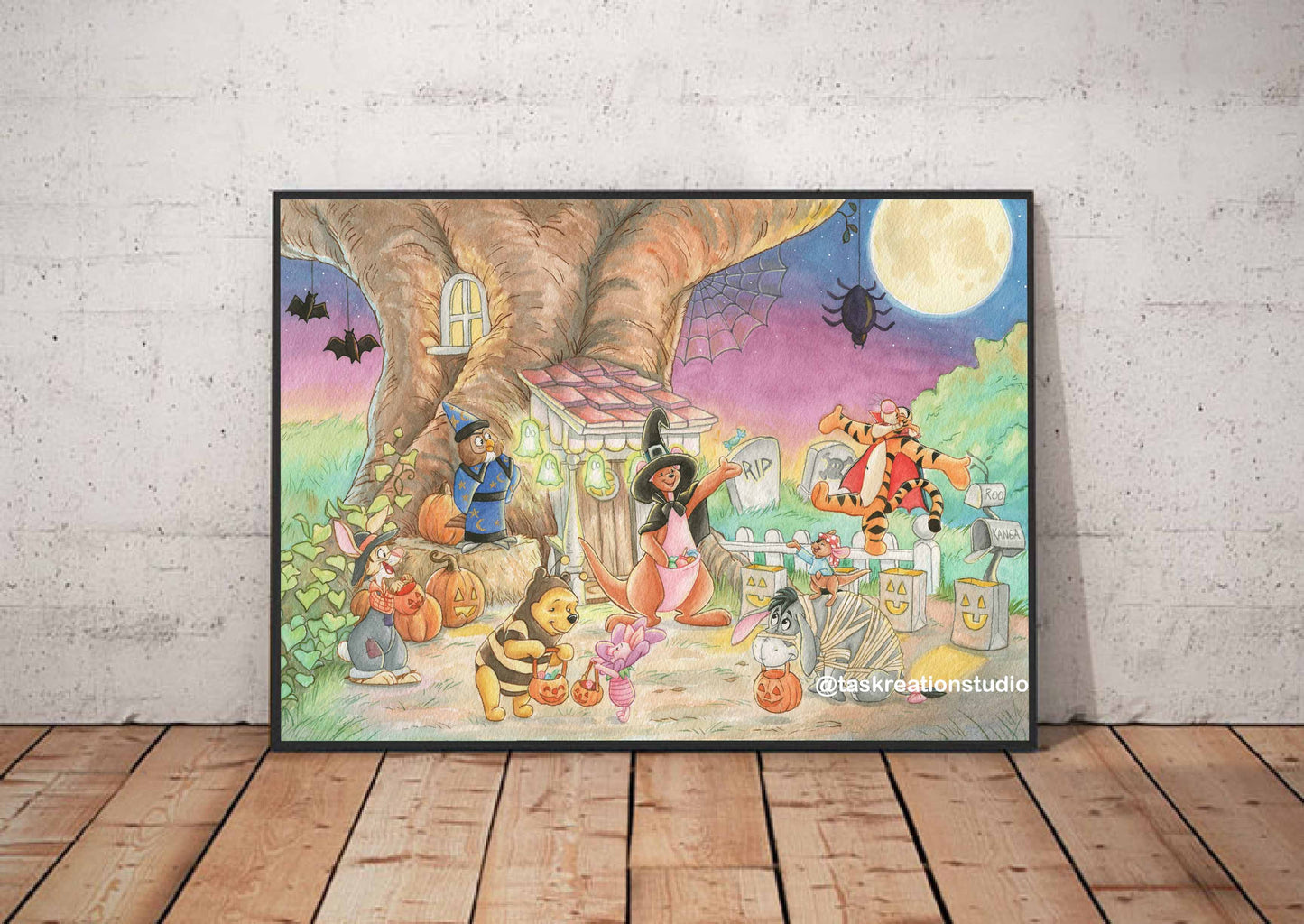 Woodland Halloween Friends Print