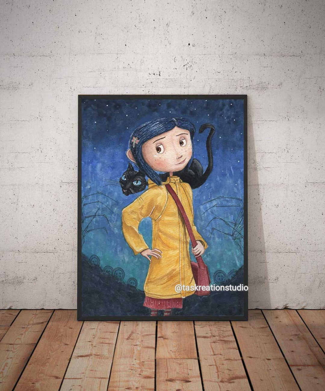 Button Girl and Cat Print