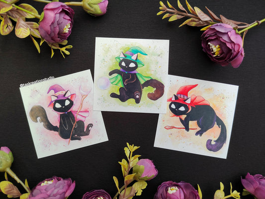 Witchy Cat Prints 3"x3" Mini or 4"x4"