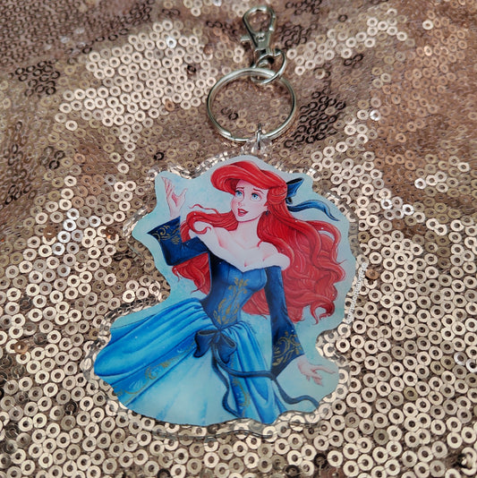 3" Holiday Mermaid Double Sided Acrylic Charm Keyring Accessory