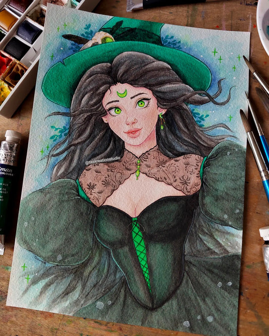 Original Watercolour Ezme Witch OC Painting