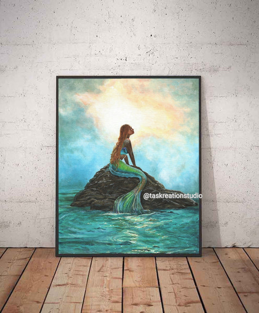 Mermaid on Sun Rock Print