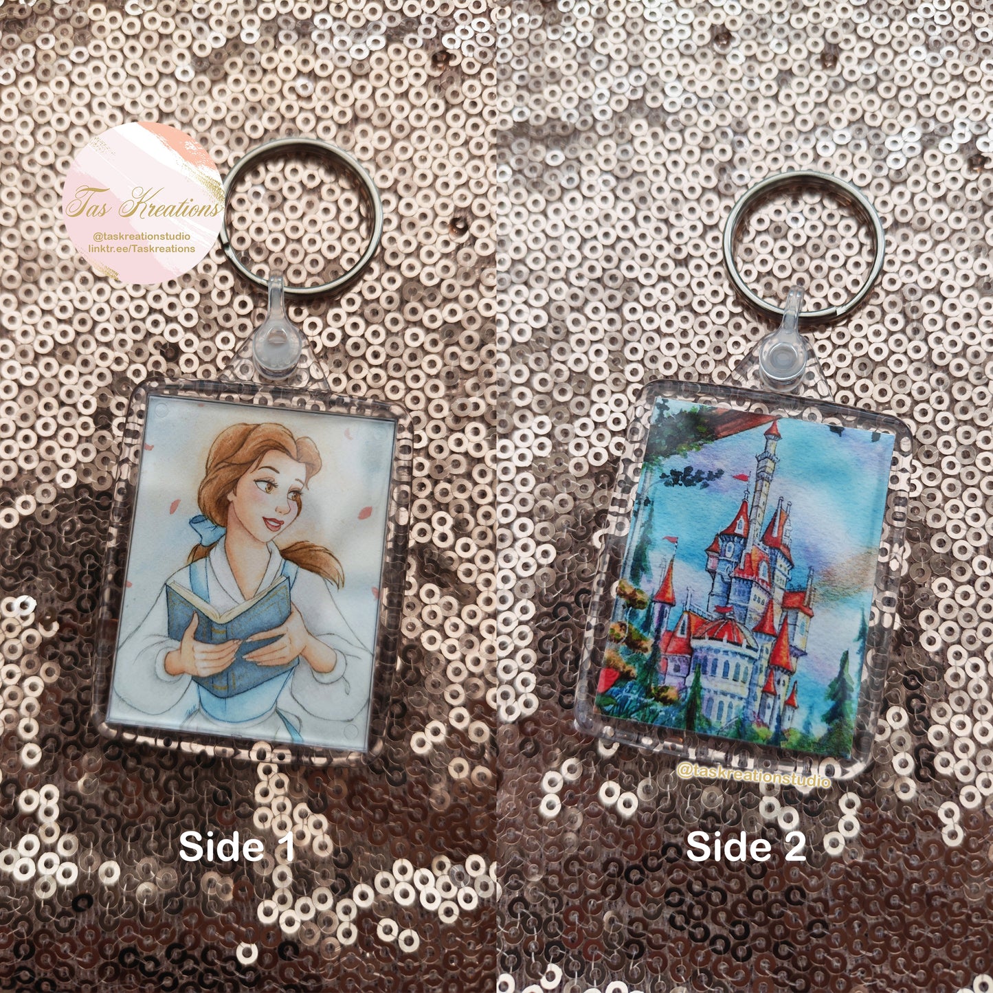 2.4" Beauty Castle Double Sided Acrylic Charm Keyring Accessory