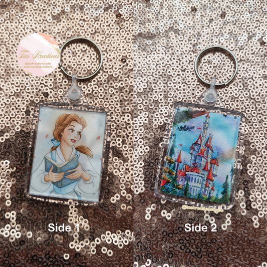 2.4" Beauty Castle Double Sided Acrylic Charm Keyring Accessory