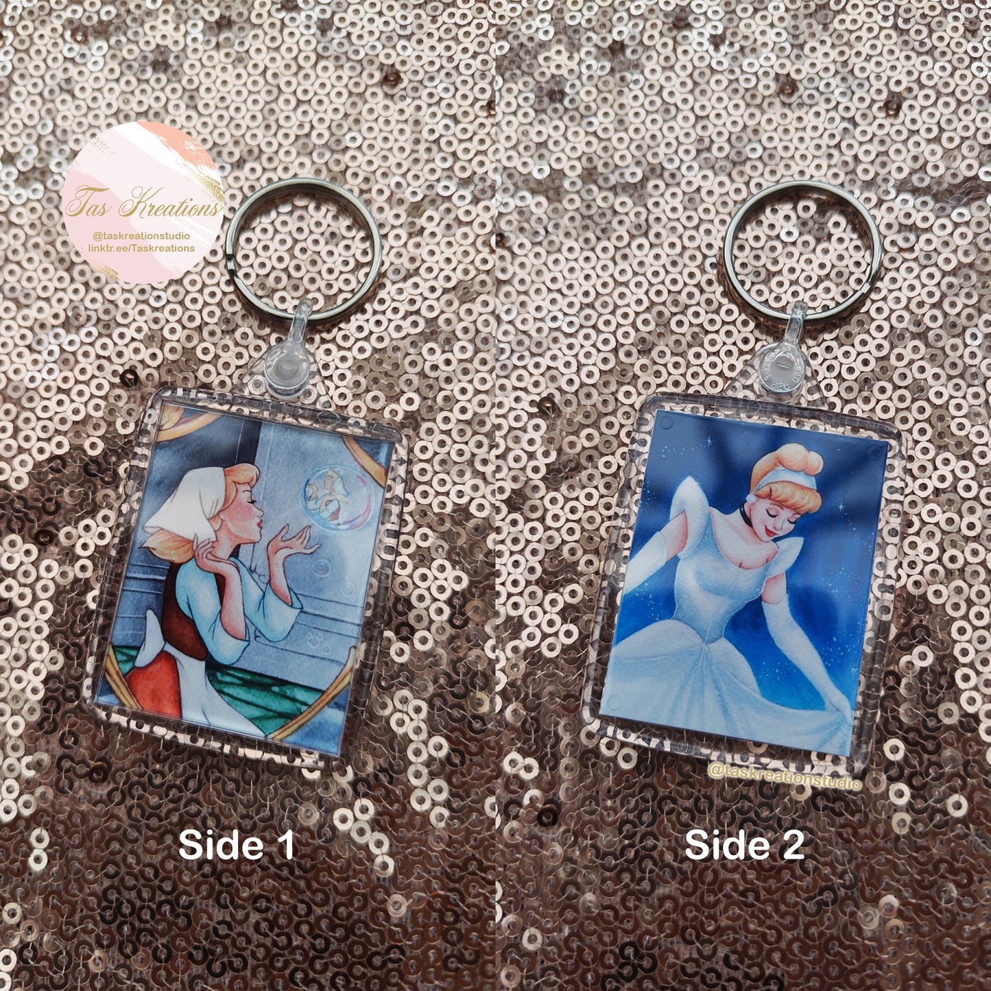 2.4" Ballgown Double Sided Acrylic Charm Keyring Accessory