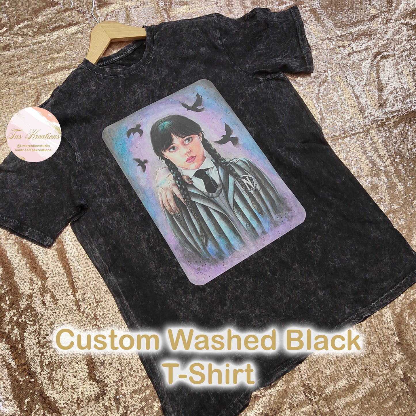 Custom Washed Black T Shirt