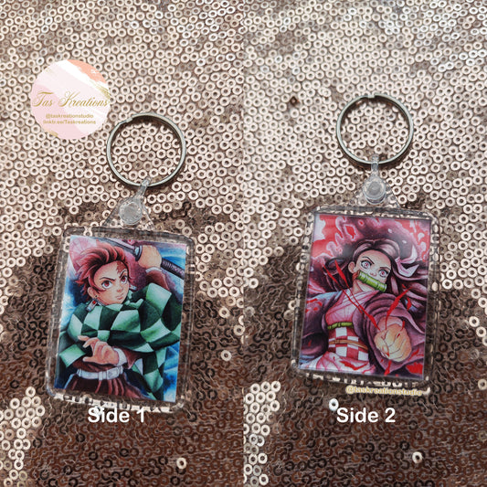 2.4" Slayer Siblings Double Sided Acrylic Charm Keyring Accessory