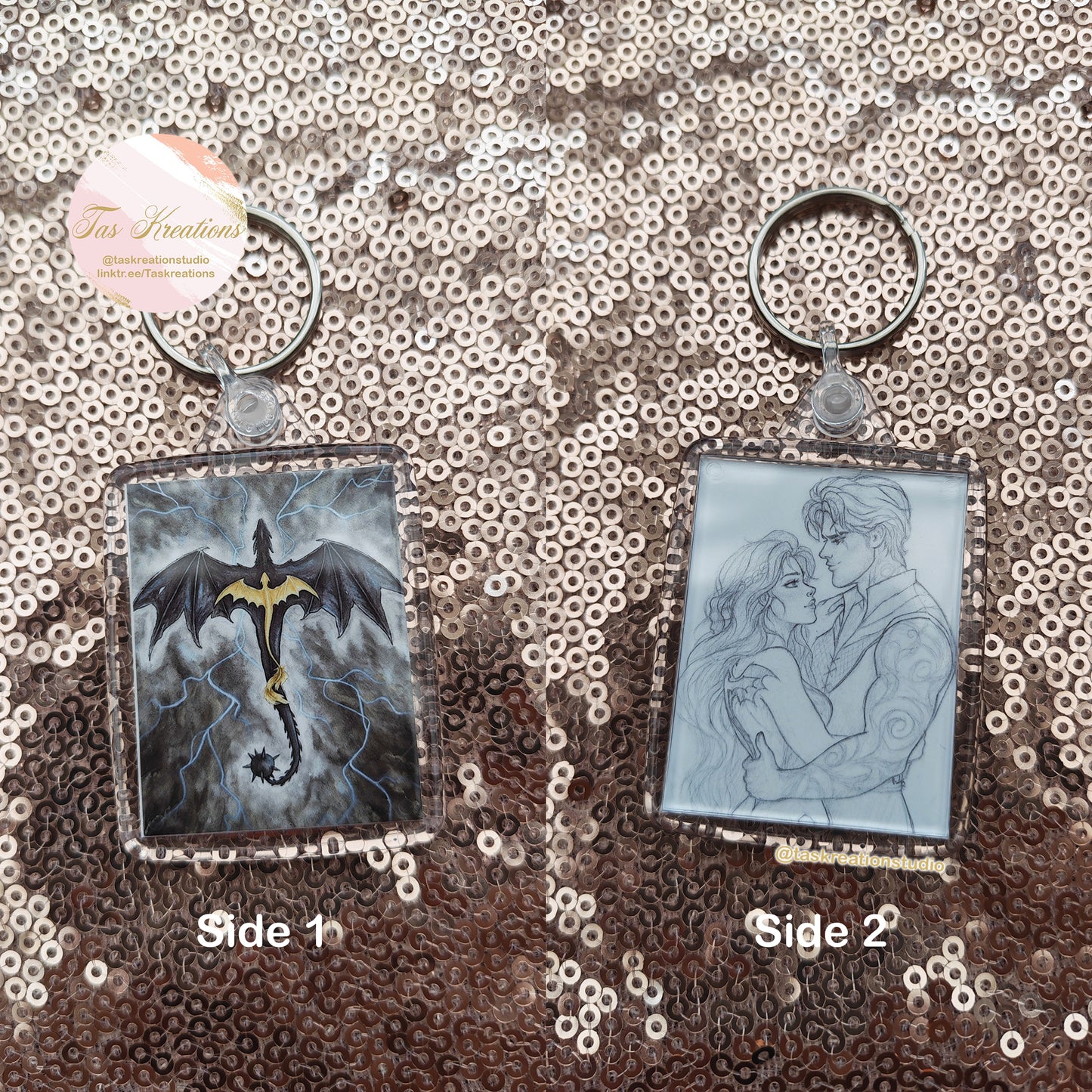 2.4" Violence Dragon Relic Double Sided Acrylic Charm Keyring Accessory