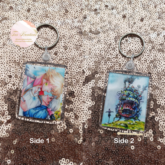 2.4" Wizard and Sophie Double Sided Acrylic Charm Keyring Accessory