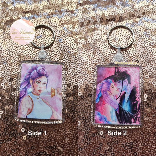 2.4" Hunter & Demon Double Sided Acrylic Charm Keyring Accessory