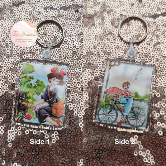 2.4" Miss Witch Double Sided Acrylic Charm Keyring Accessory