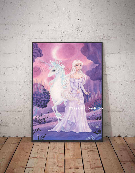 Unicorn and Lady Print