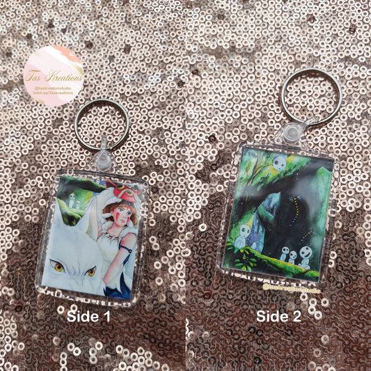 2.4" Wolf Princess Double Sided Acrylic Charm Keyring Accessory