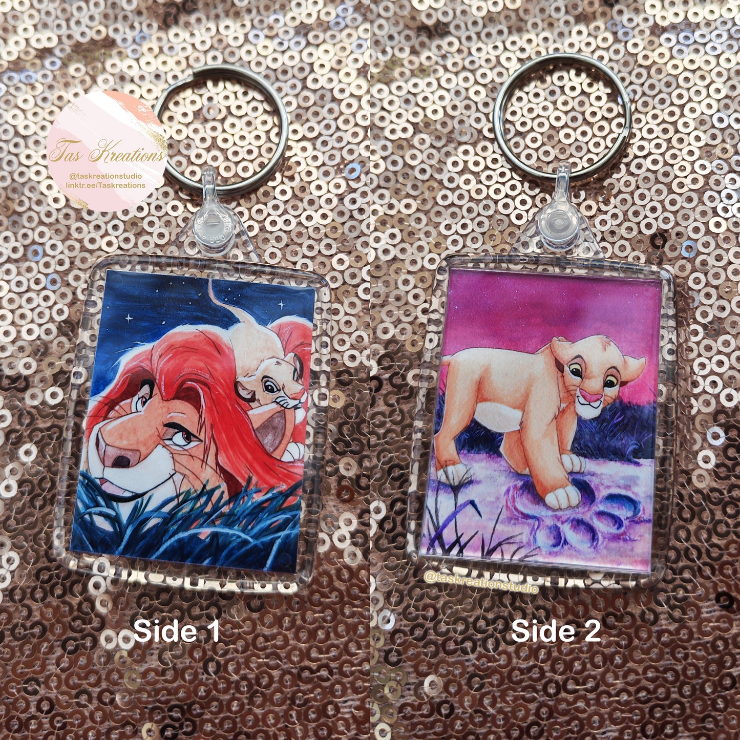 2.4" Lion & Cub Double Sided Acrylic Charm Keyring Accessory