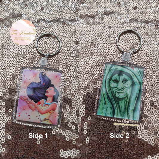 2.4" Wind Leaves Double Sided Acrylic Charm Keyring Accessory