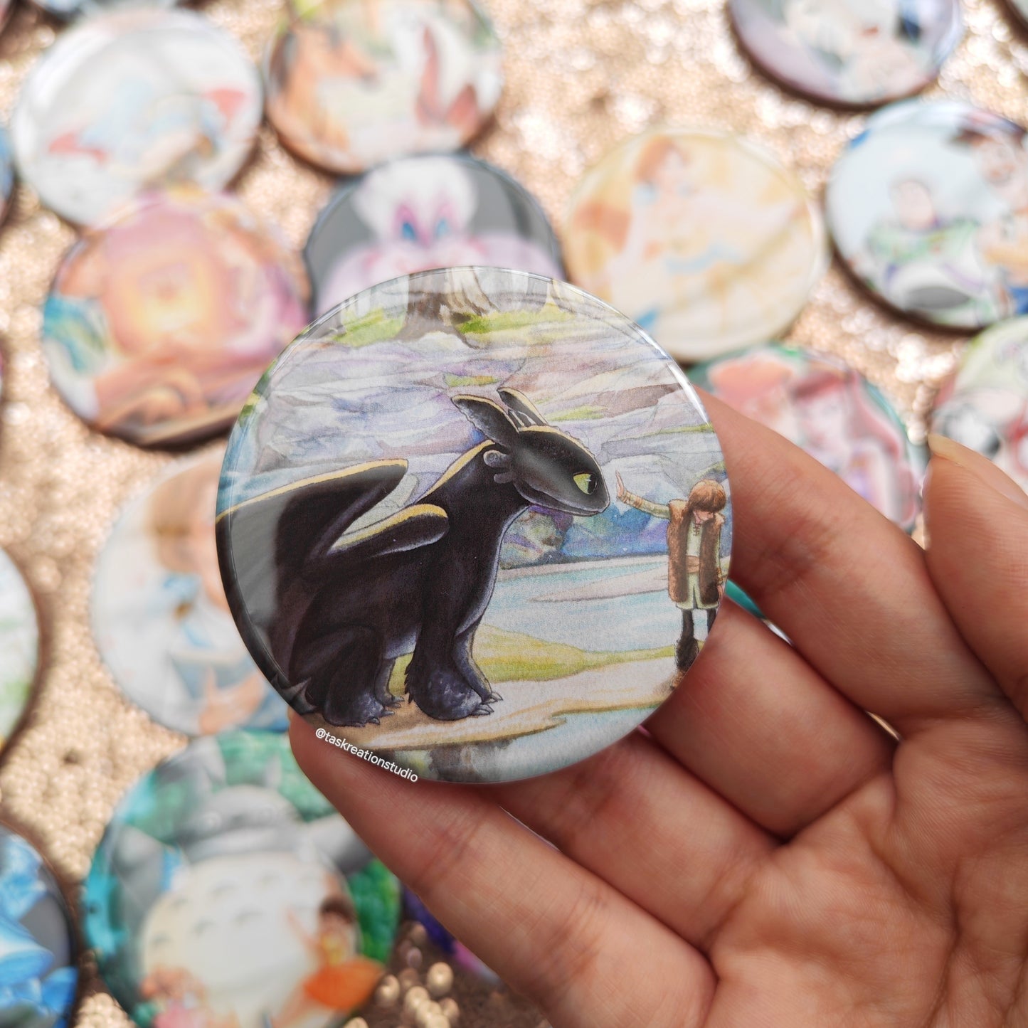 Dragon Friend Meeting Button Badge Accessory