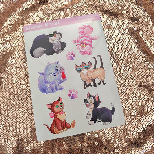 Glossy Vinyl Cats Sticker Sheet