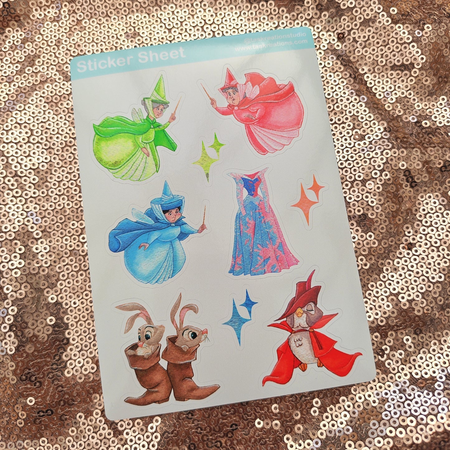 Glossy Vinyl Fairies and Princess Sticker Sheet
