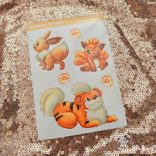Glossy Vinyl Flame Type Sticker Sheet