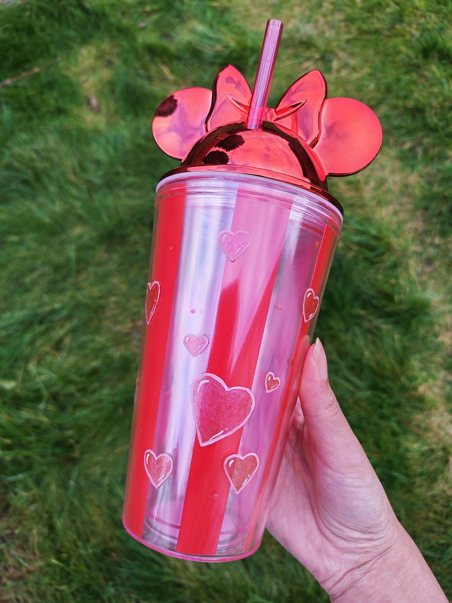 Handpainted M & M Hearts Tumbler