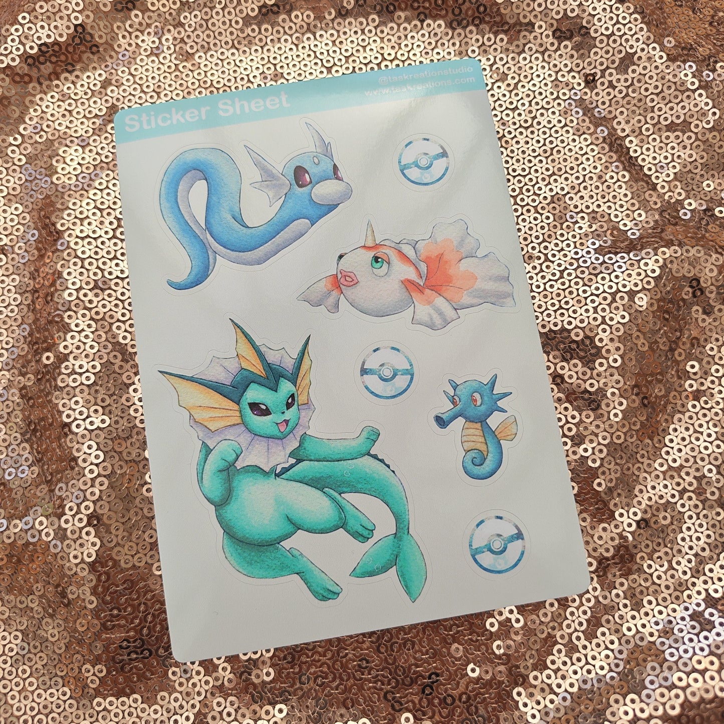 Glossy Vinyl Water Type Sticker Sheet
