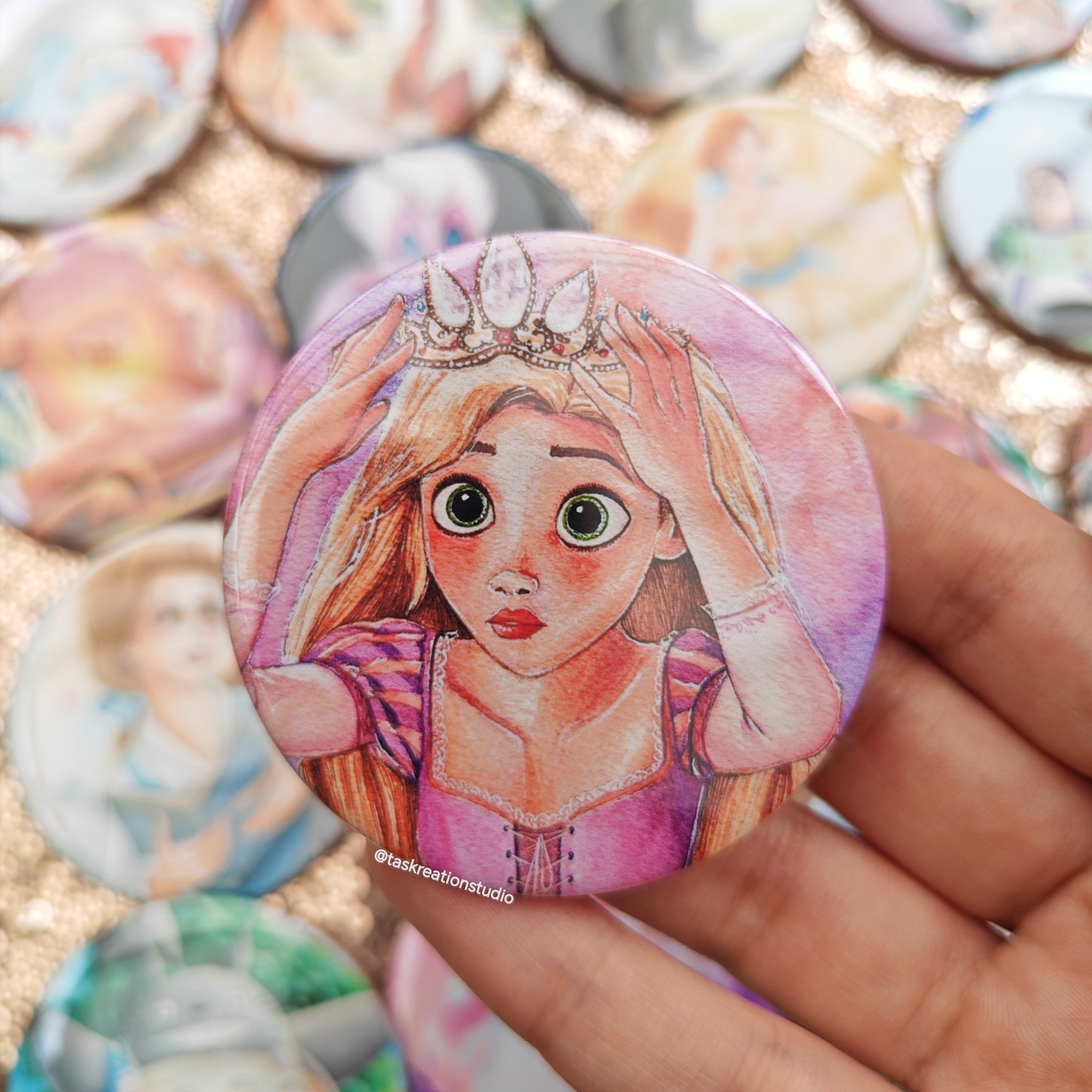 Sun Princess Crown Button Badge Accessory