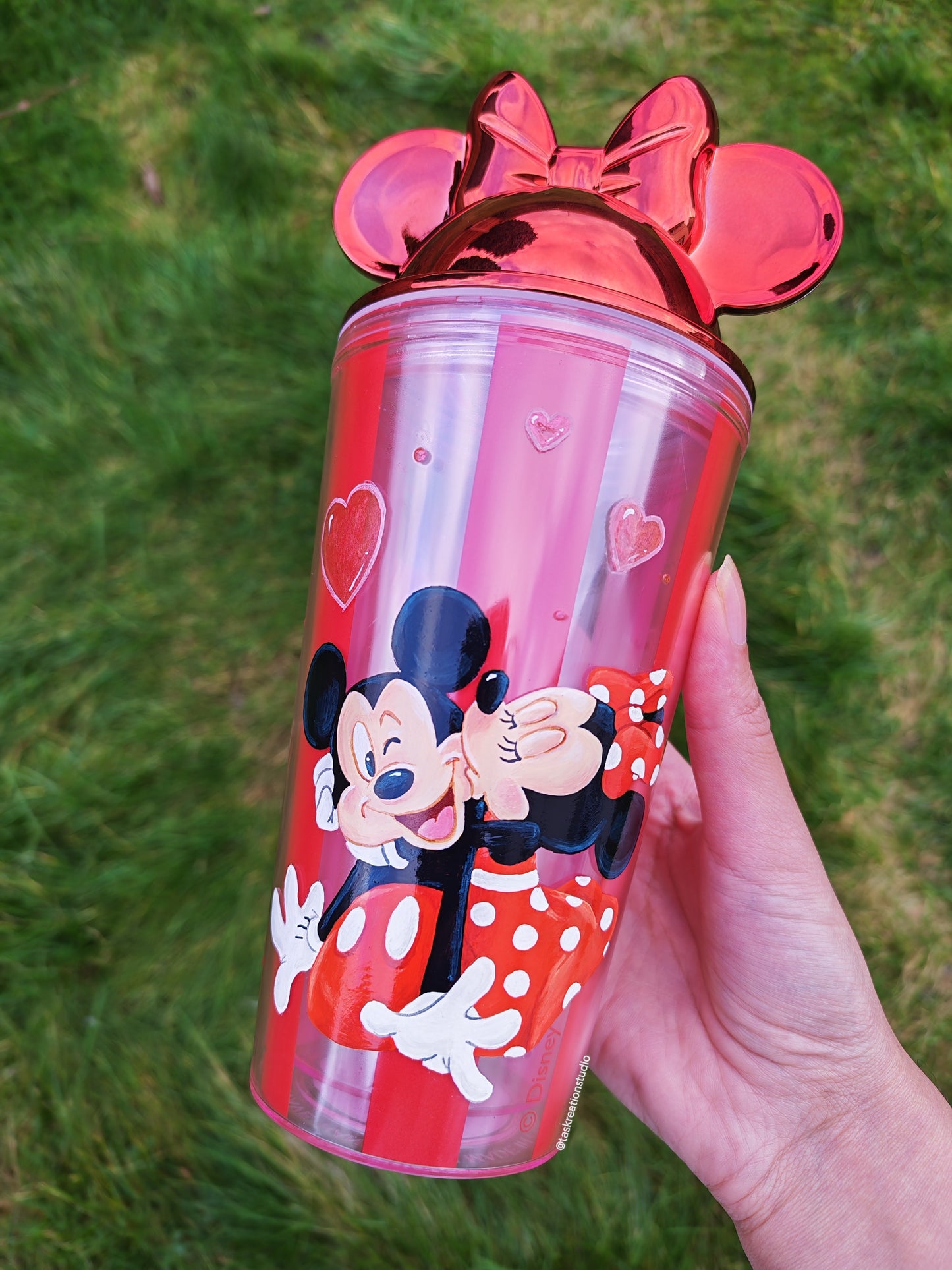 Handpainted M & M Hearts Tumbler