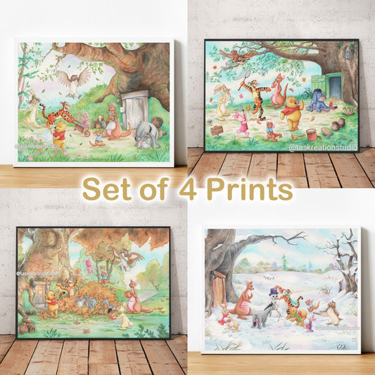 Set of 4 Woodland Seasons Prints