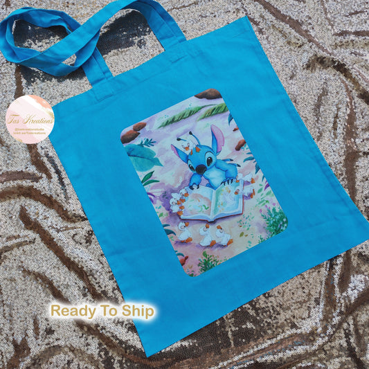 RTS Alien and Ducklings Turquoise Tote