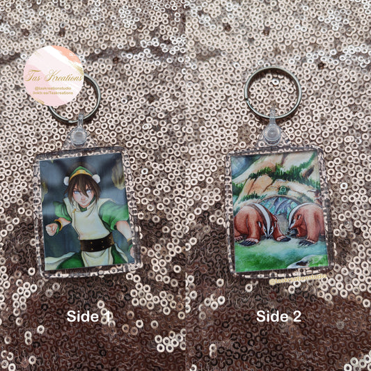 2.4" Earthbender Double Sided Acrylic Charm Keyring Accessory