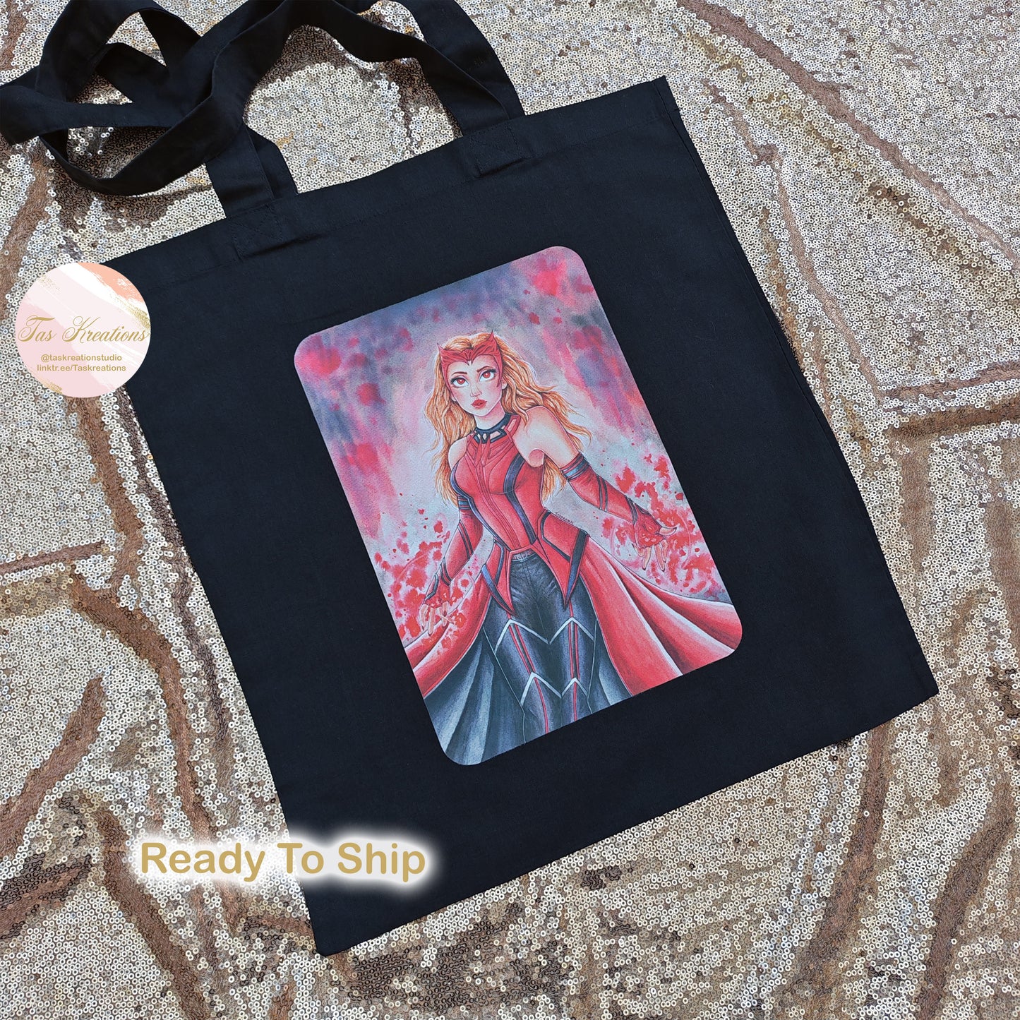 RTS Red Witch Black Tote